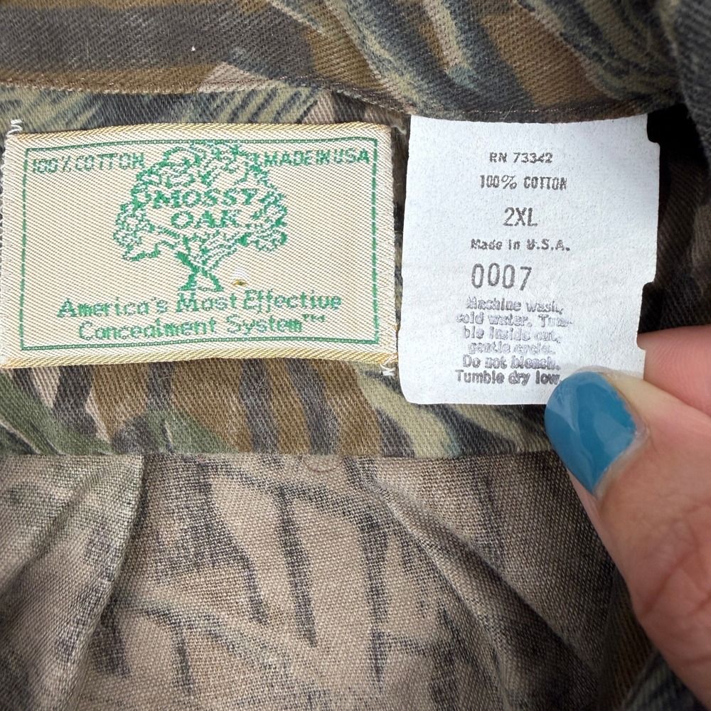 Vintage 80s‎ Mossy Oak Foliage Camo Button Down 2XL Hunting Shirt Made in USA - Picture 4 of 7